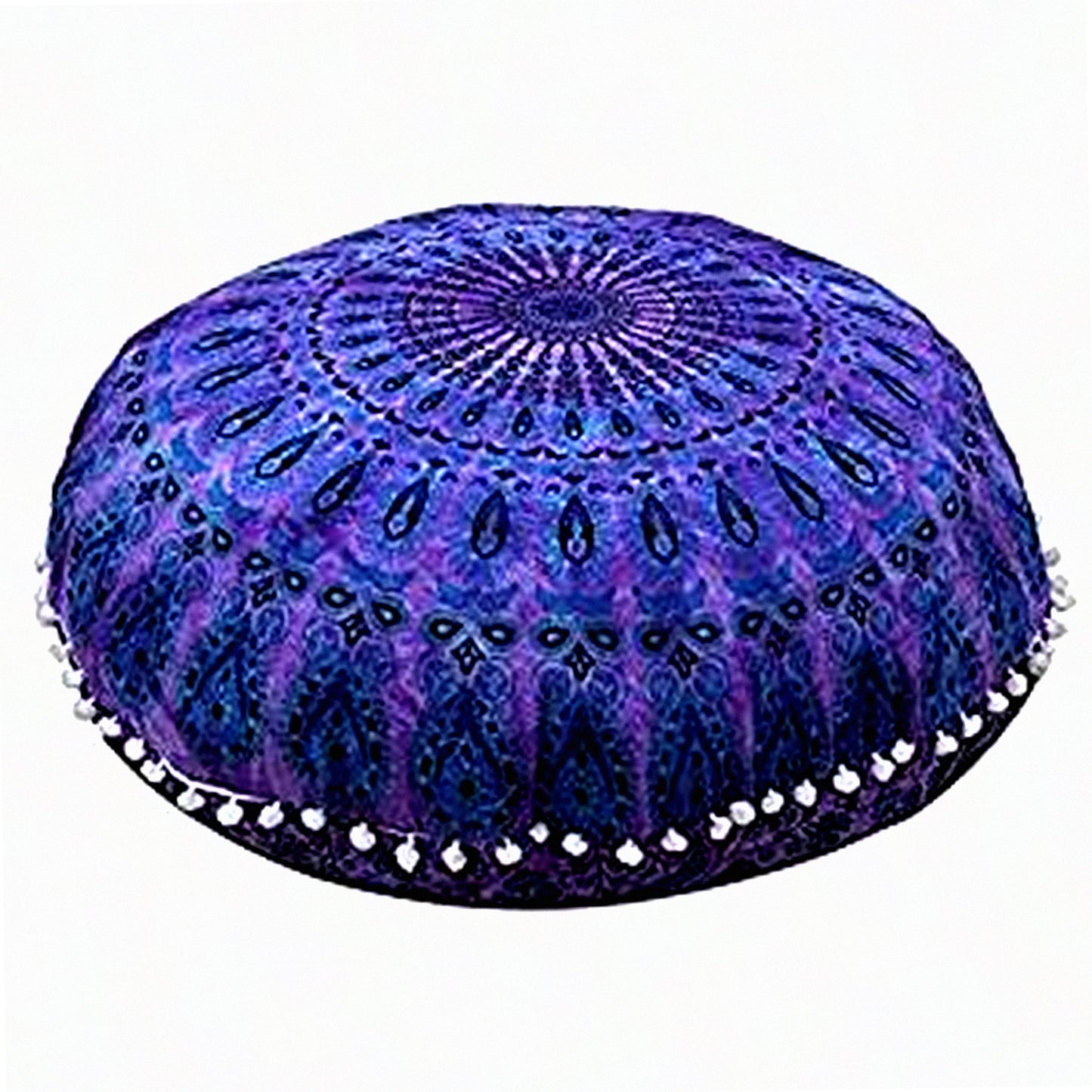 Purple Dye Round Seating Pouf - 32" Floor Pillow Cover for Living Room Decor, Cushion Throw Pillows - Soft Round Floor Pouf