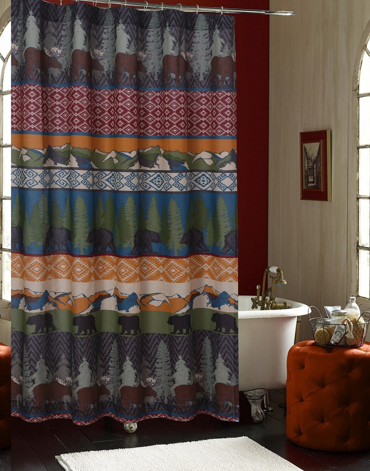 Black Bear Lodge Bath Shower Curtain 72x72"