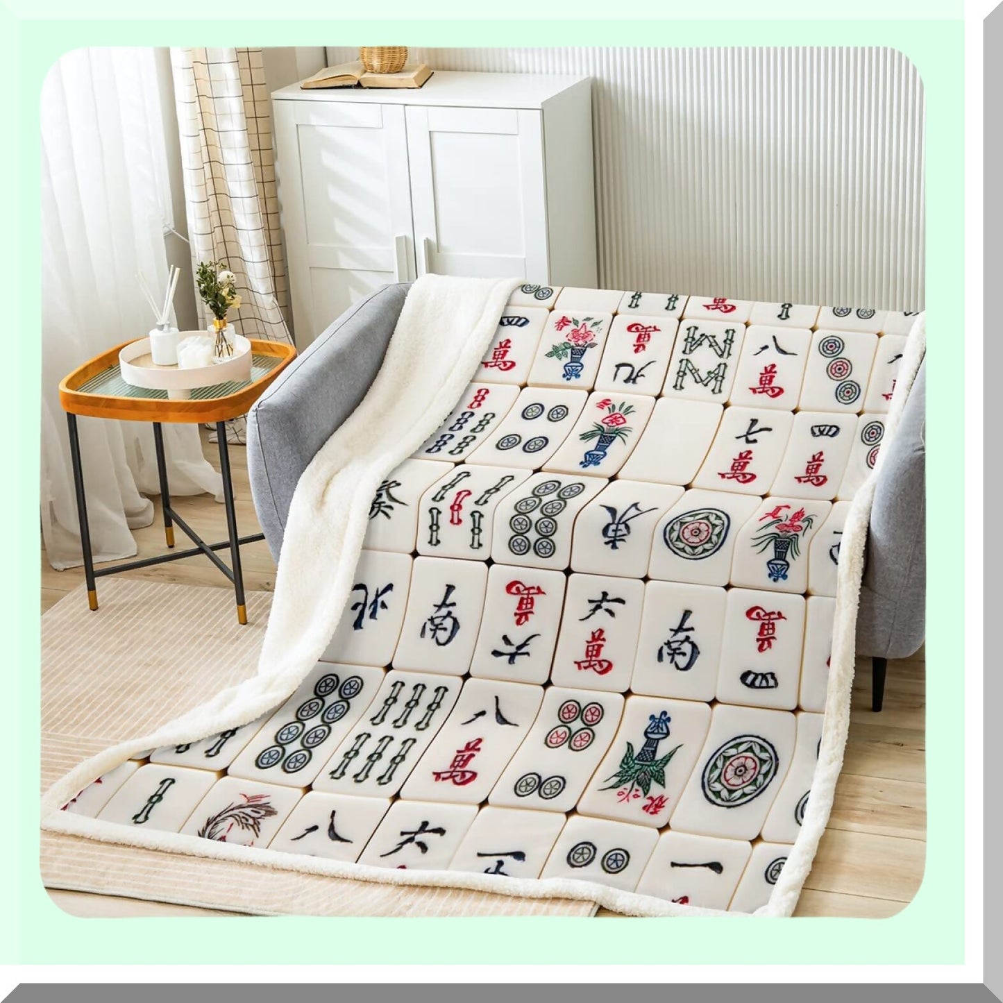 Mahjong Cozy Fleece Throw - Lightweight Luxury Blanket for Game Nights, Sofa, Bedroom, Office, Travel - All Season Comfort (Twin 60"x80")