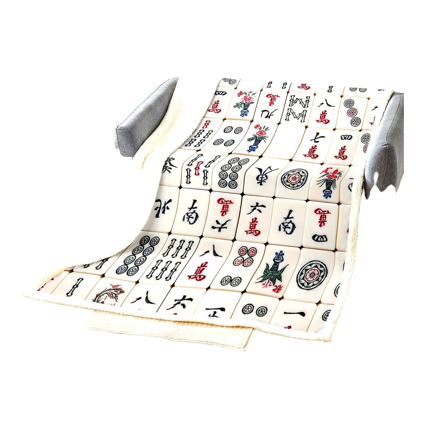 Mahjong Cozy Fleece Throw - Lightweight Luxury Blanket for Game Nights, Sofa, Bedroom, Office, Travel - All Season Comfort (Twin 60"x80")