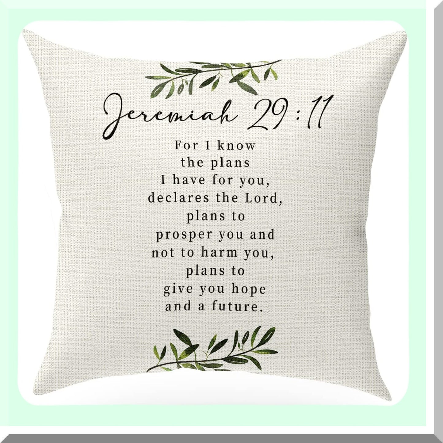Faithful Blessing Scripture Pillow Cover - Jeremiah 29:11 Quote Cushion Case - Church Gift - Scripture Art Decor - Sofa Bed Living Room Decoration - 18x18 Inch