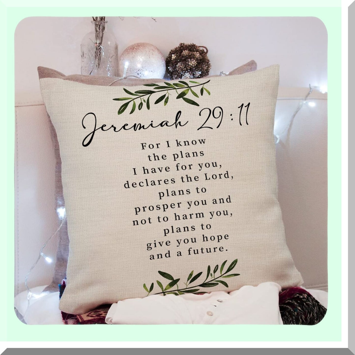 Faithful Blessing Scripture Pillow Cover - Jeremiah 29:11 Quote Cushion Case - Church Gift - Scripture Art Decor - Sofa Bed Living Room Decoration - 18x18 Inch