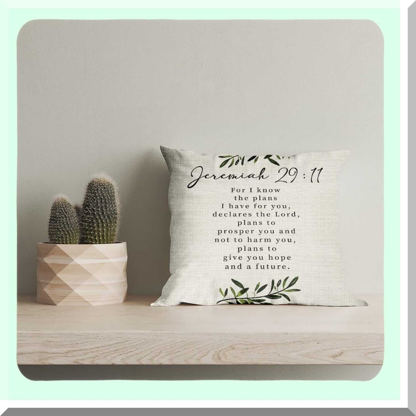 Faithful Blessing Scripture Pillow Cover - Jeremiah 29:11 Quote Cushion Case - Church Gift - Scripture Art Decor - Sofa Bed Living Room Decoration - 18x18 Inch