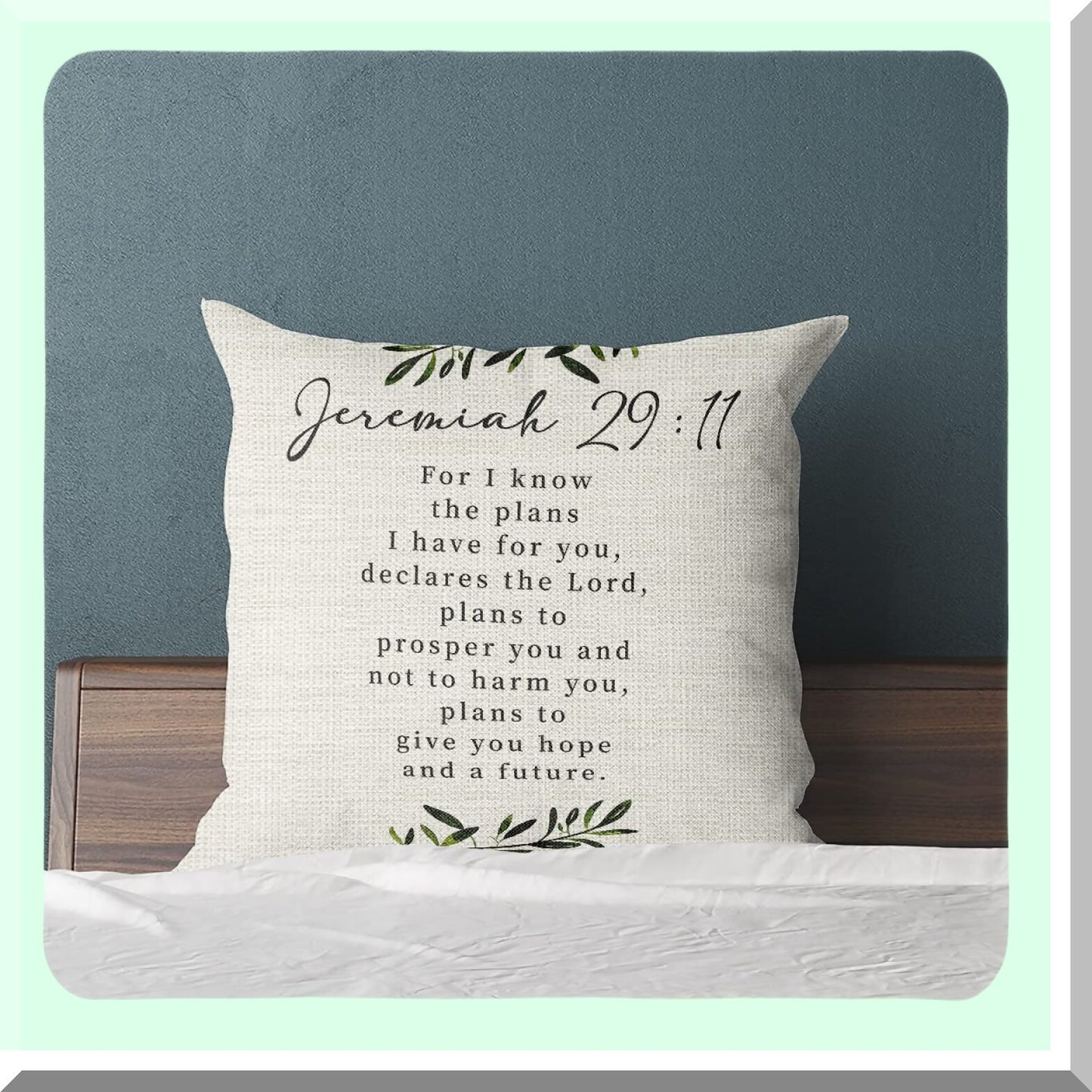 Faithful Blessing Scripture Pillow Cover - Jeremiah 29:11 Quote Cushion Case - Church Gift - Scripture Art Decor - Sofa Bed Living Room Decoration - 18x18 Inch