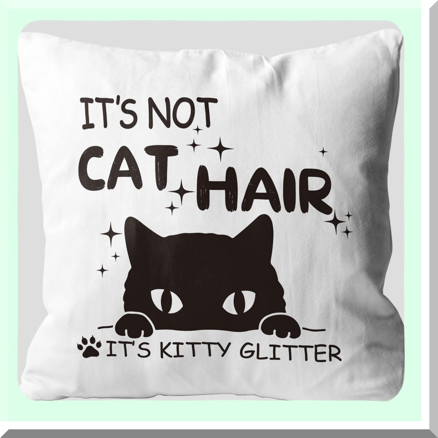 Kitty Comfort Cushion - Black Cat Lover Gift, 18x18 Decorative Flannel Pillowcase for Sofa Couch Bed. No Cat Hair, Just Kitty Love!