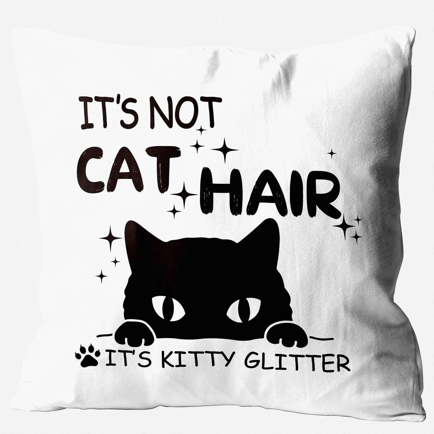 Kitty Comfort Cushion - Black Cat Lover Gift, 18x18 Decorative Flannel Pillowcase for Sofa Couch Bed. No Cat Hair, Just Kitty Love!