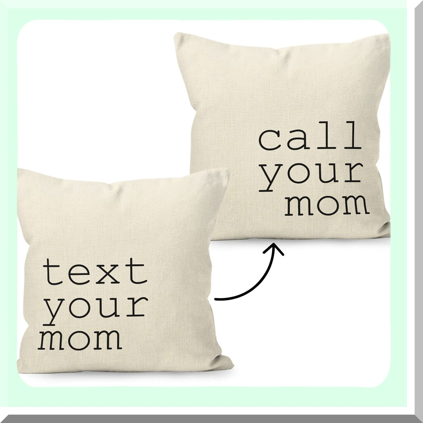 Text Your Mom Reversible Linen Throw Pillow - 18x18 Inch Graduation Gift for College Dorm Decor & Freshman - Soft Cushion Cover