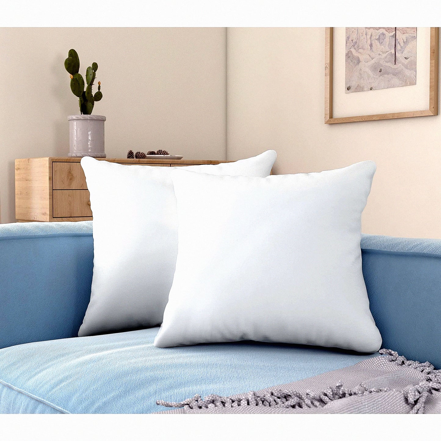Luxury Lumbar Support Pillow Inserts - Plush Microfiber Filled Decorative Stuffers for Sofa Bed Couch Chairs - 28x28 Size - Set of 2 - White Color