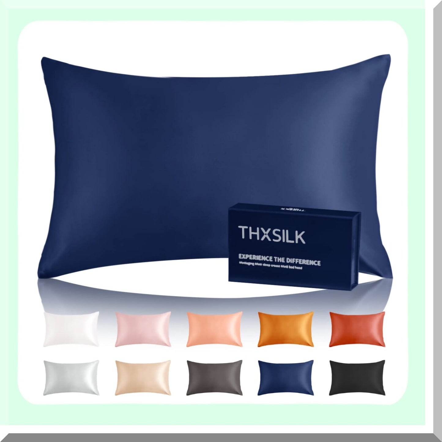 SilkDreams Hair-Saving Pillowcase - 25 Momme Mulberry Silk Cover with Hidden Zipper, Natural Navy Blue Pillowcase for Hair Care - Gift Box Included