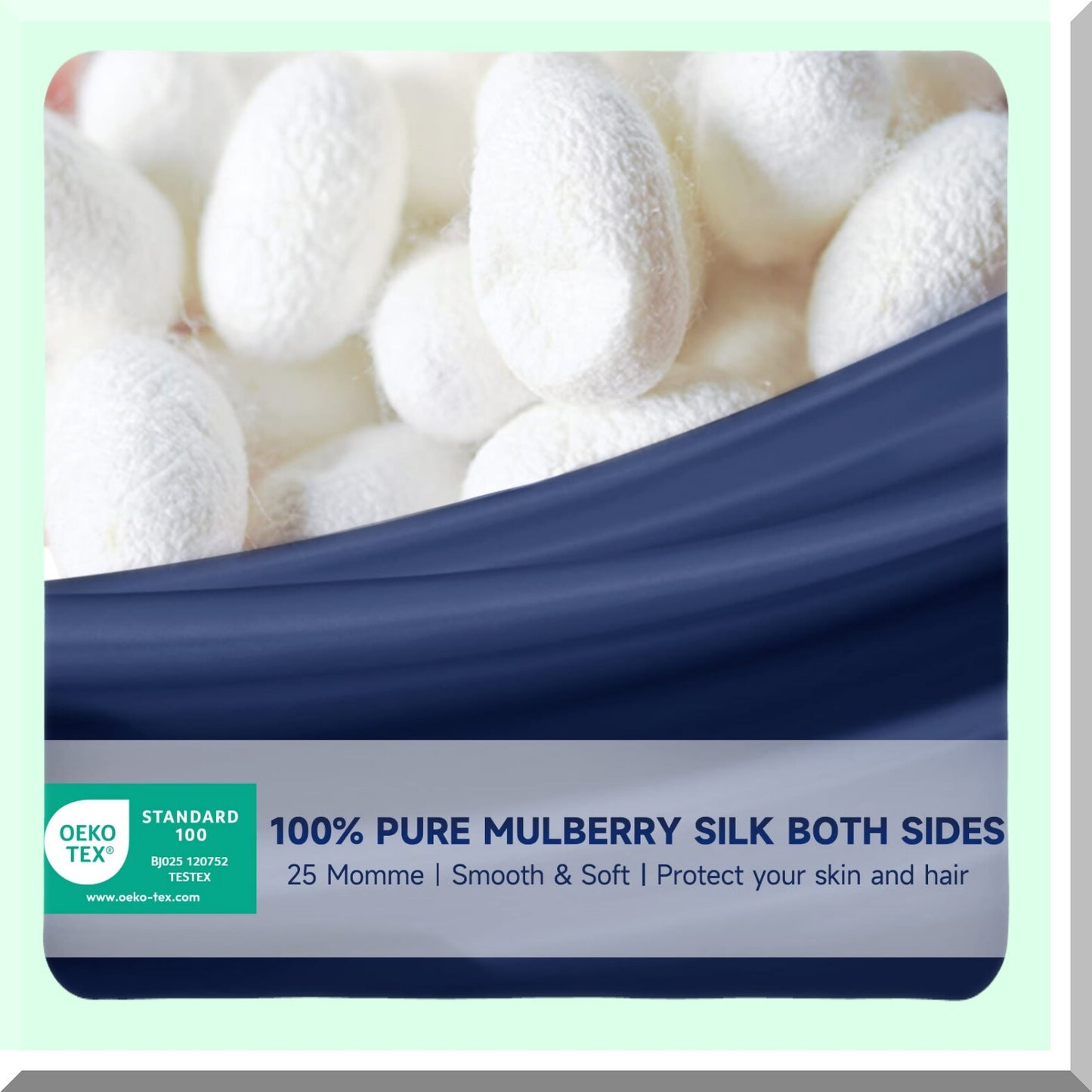 SilkDreams Hair-Saving Pillowcase - 25 Momme Mulberry Silk Cover with Hidden Zipper, Natural Navy Blue Pillowcase for Hair Care - Gift Box Included