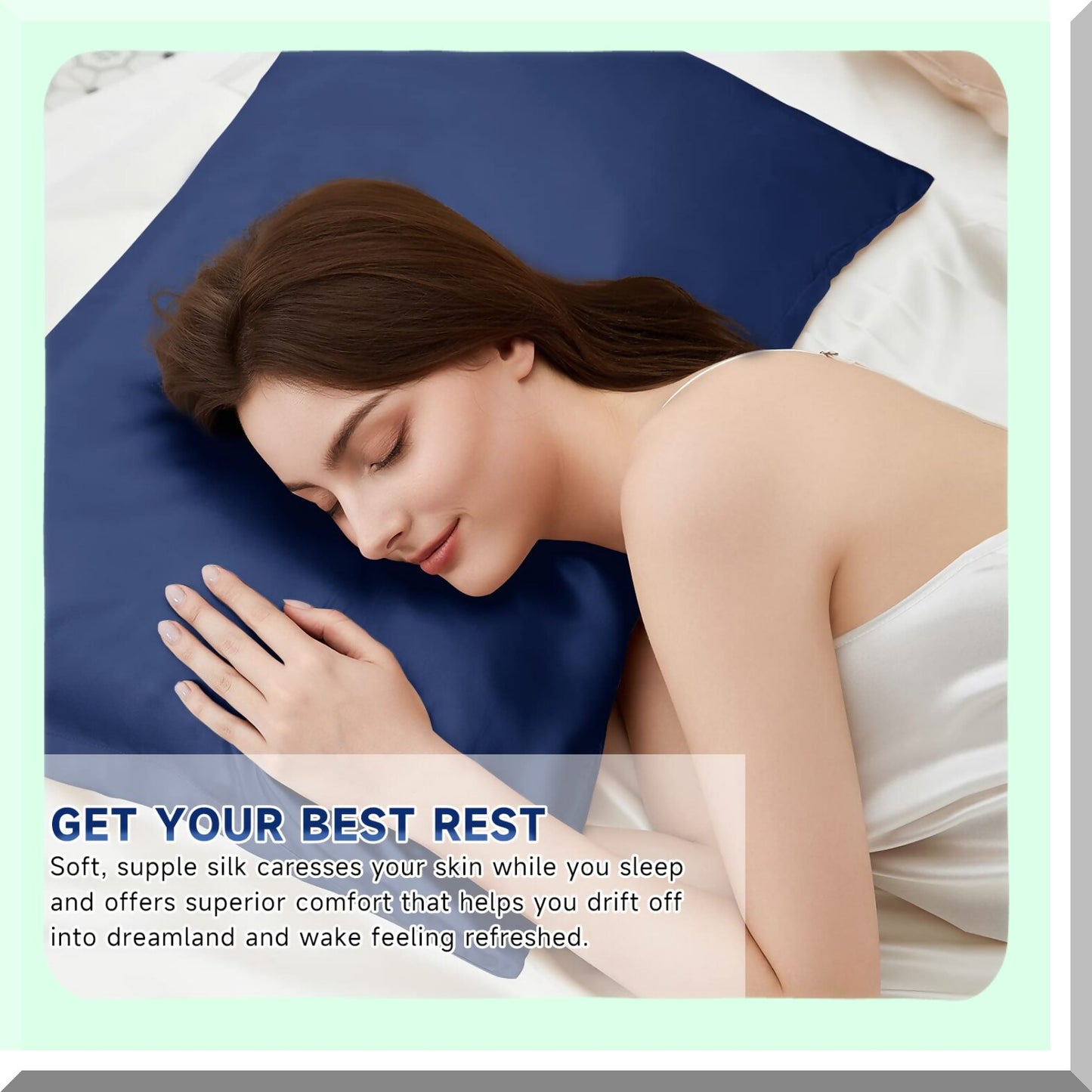 SilkDreams Hair-Saving Pillowcase - 25 Momme Mulberry Silk Cover with Hidden Zipper, Natural Navy Blue Pillowcase for Hair Care - Gift Box Included