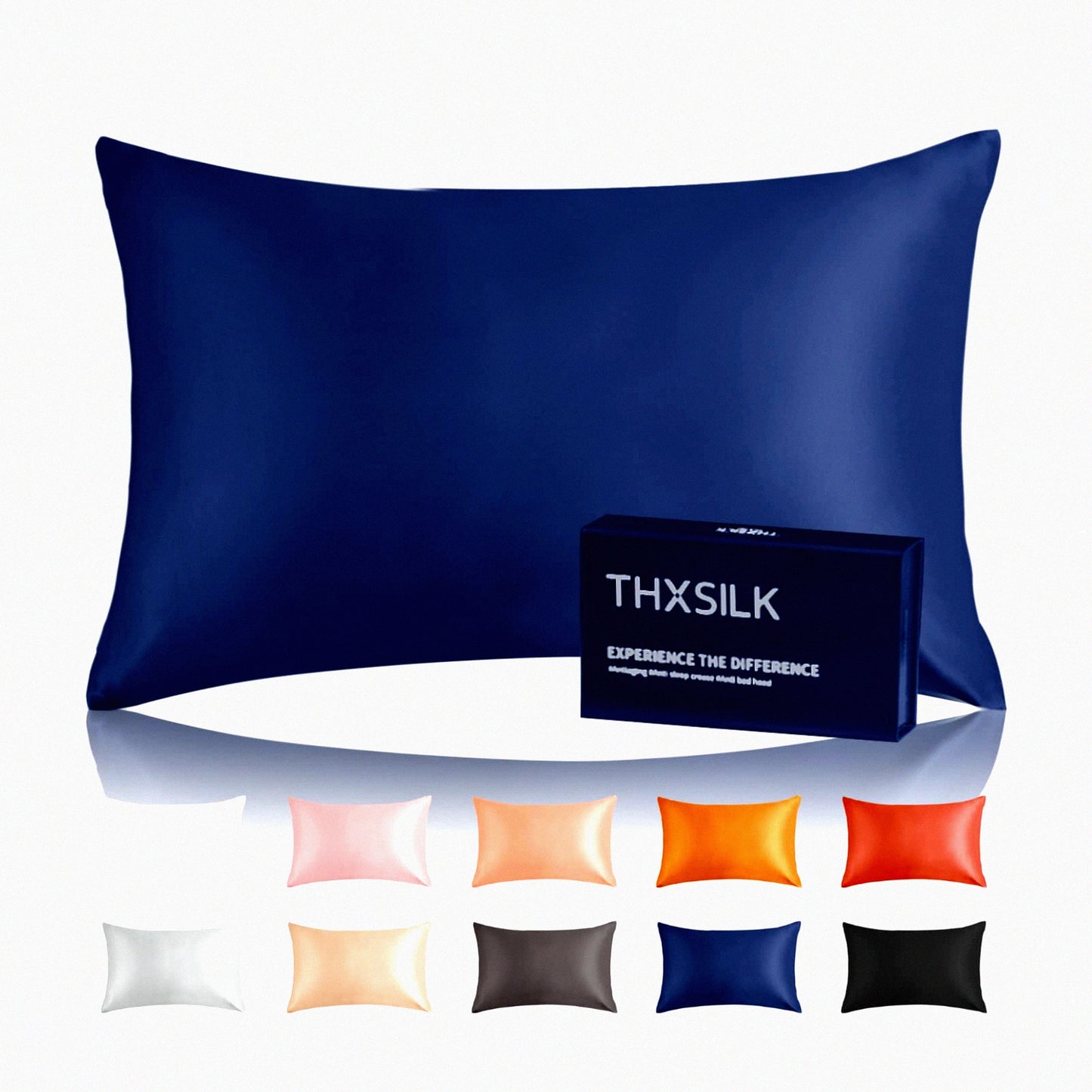 SilkDreams Hair-Saving Pillowcase - 25 Momme Mulberry Silk Cover with Hidden Zipper, Natural Navy Blue Pillowcase for Hair Care - Gift Box Included
