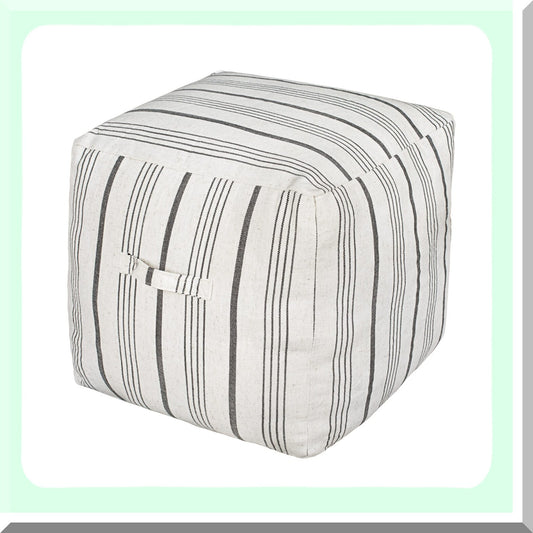 Farmhouse Linen Pouf Cover Compatible with Storage Bean Bags