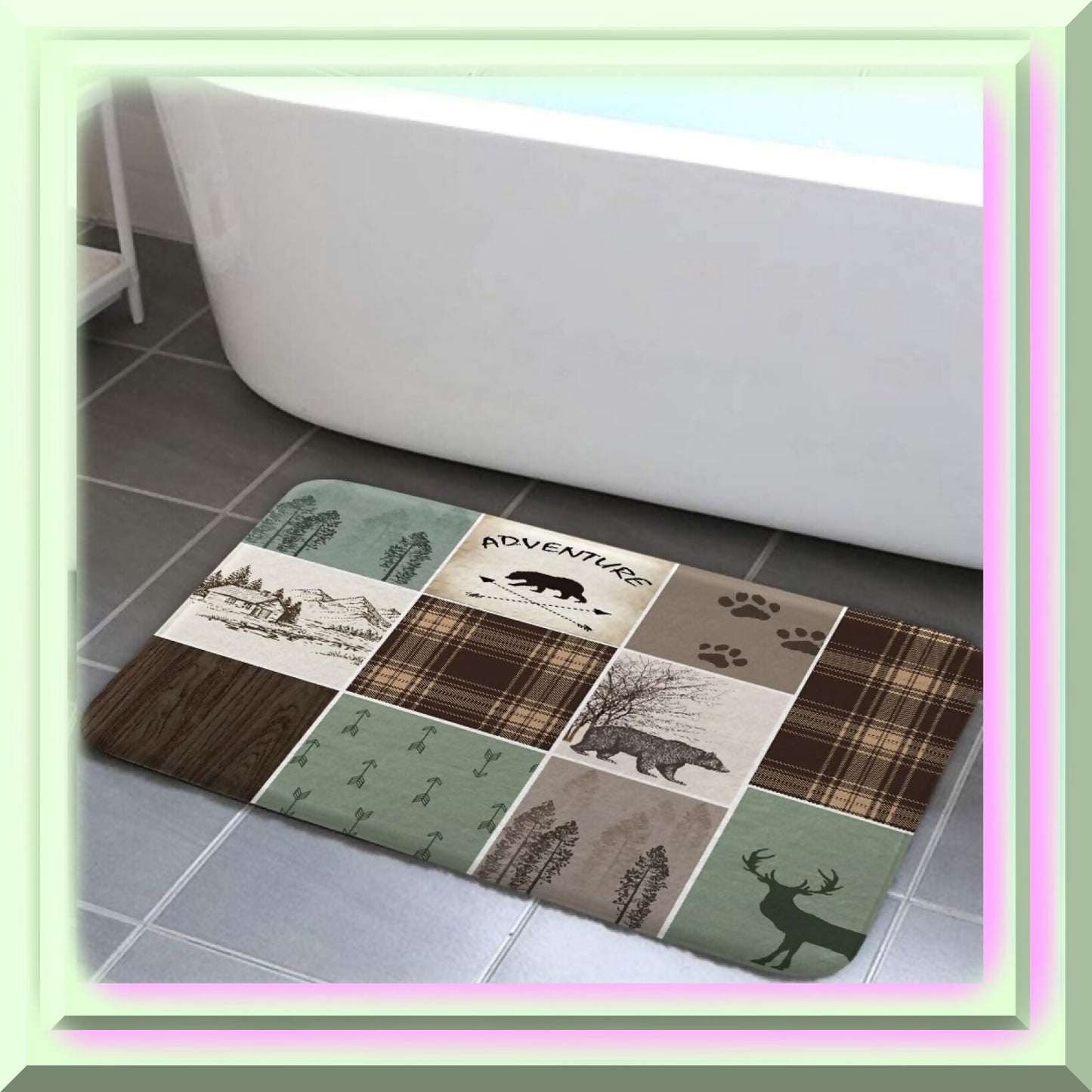 Cabin Rustic Lodge Bathroom Mat 17x29in