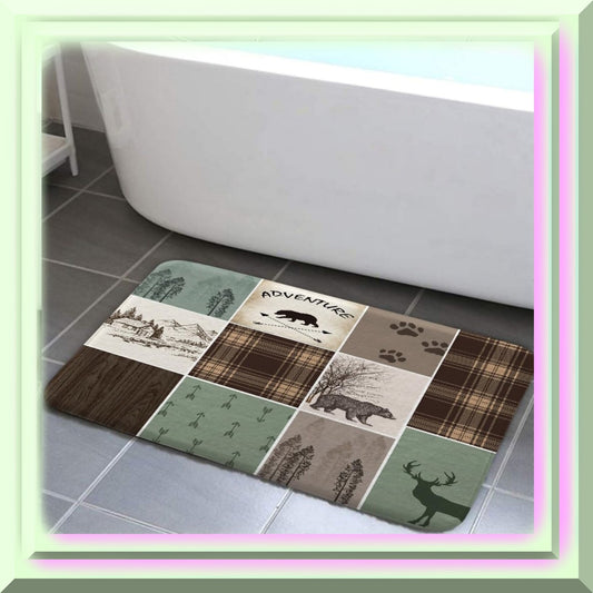 Cabin Rustic Lodge Bathroom Mat 17x29in