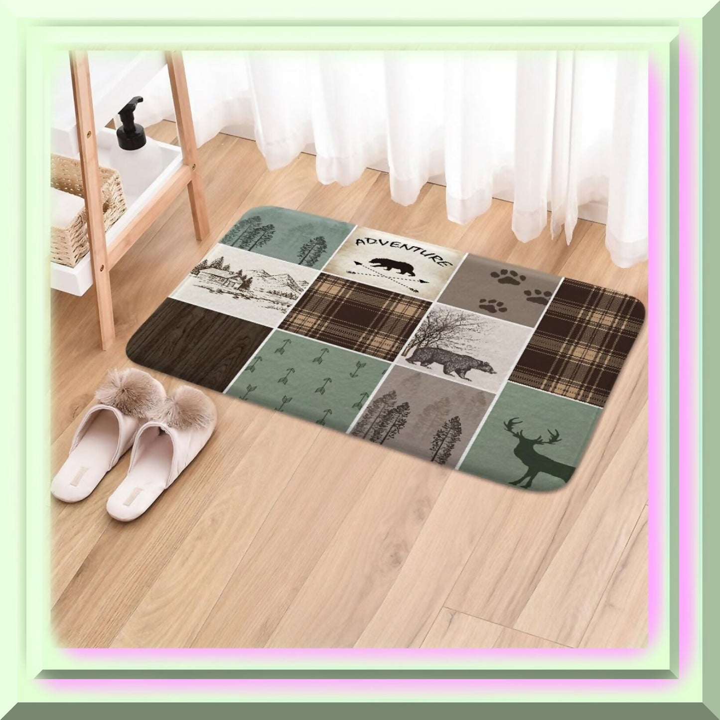 Cabin Rustic Lodge Bathroom Mat 17x29in
