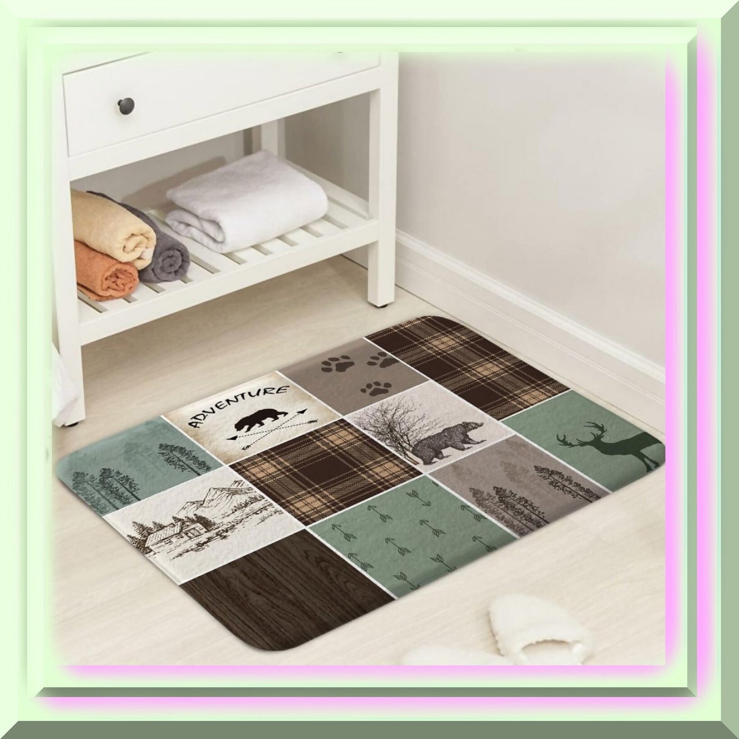 Cabin Rustic Lodge Bathroom Mat 17x29in