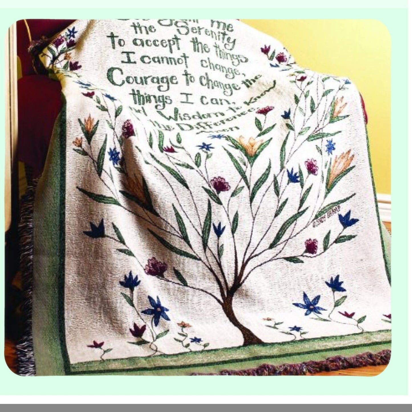 Serenity Weave: Inspirational 50x60 Tapestry Throw