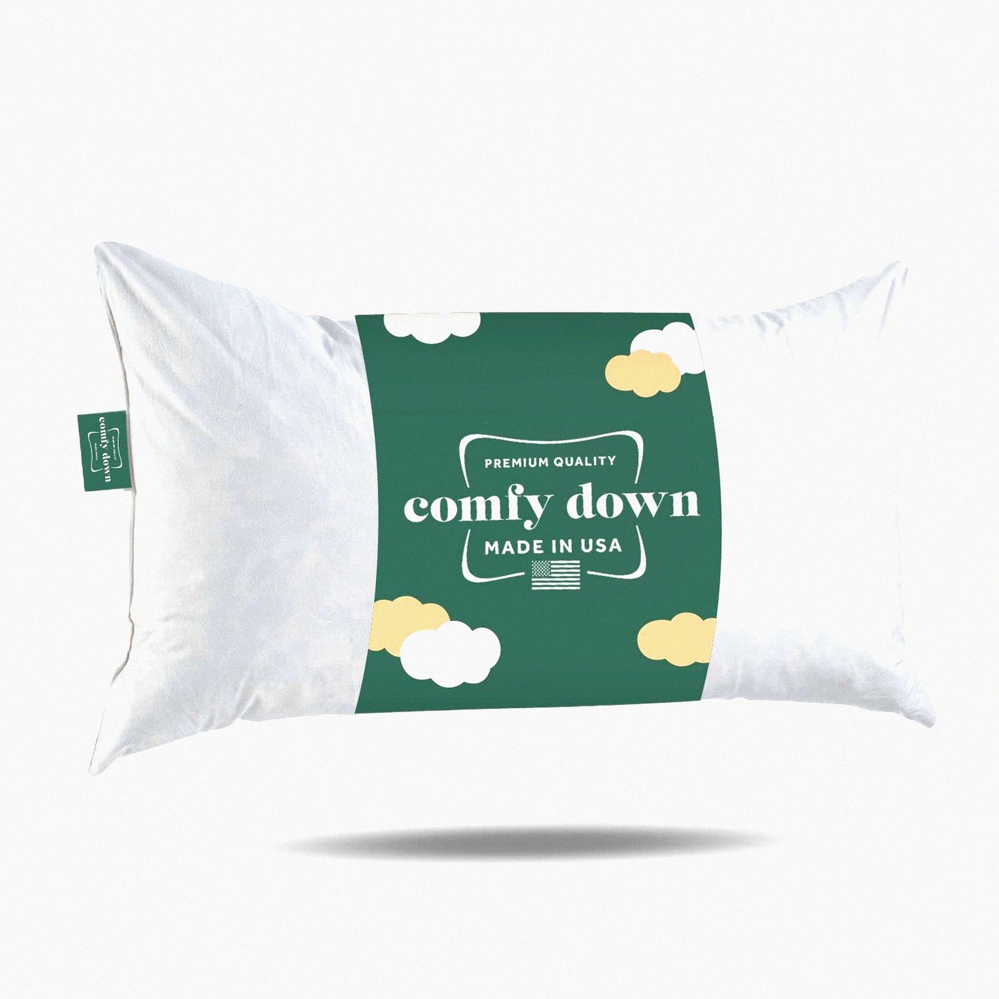 Premium Down Feather Rectangle Pillow Insert - 12x20 Decorative 100% Cotton Cover 233 Thread Count - Made in USA - Fluffy Cushion Insert