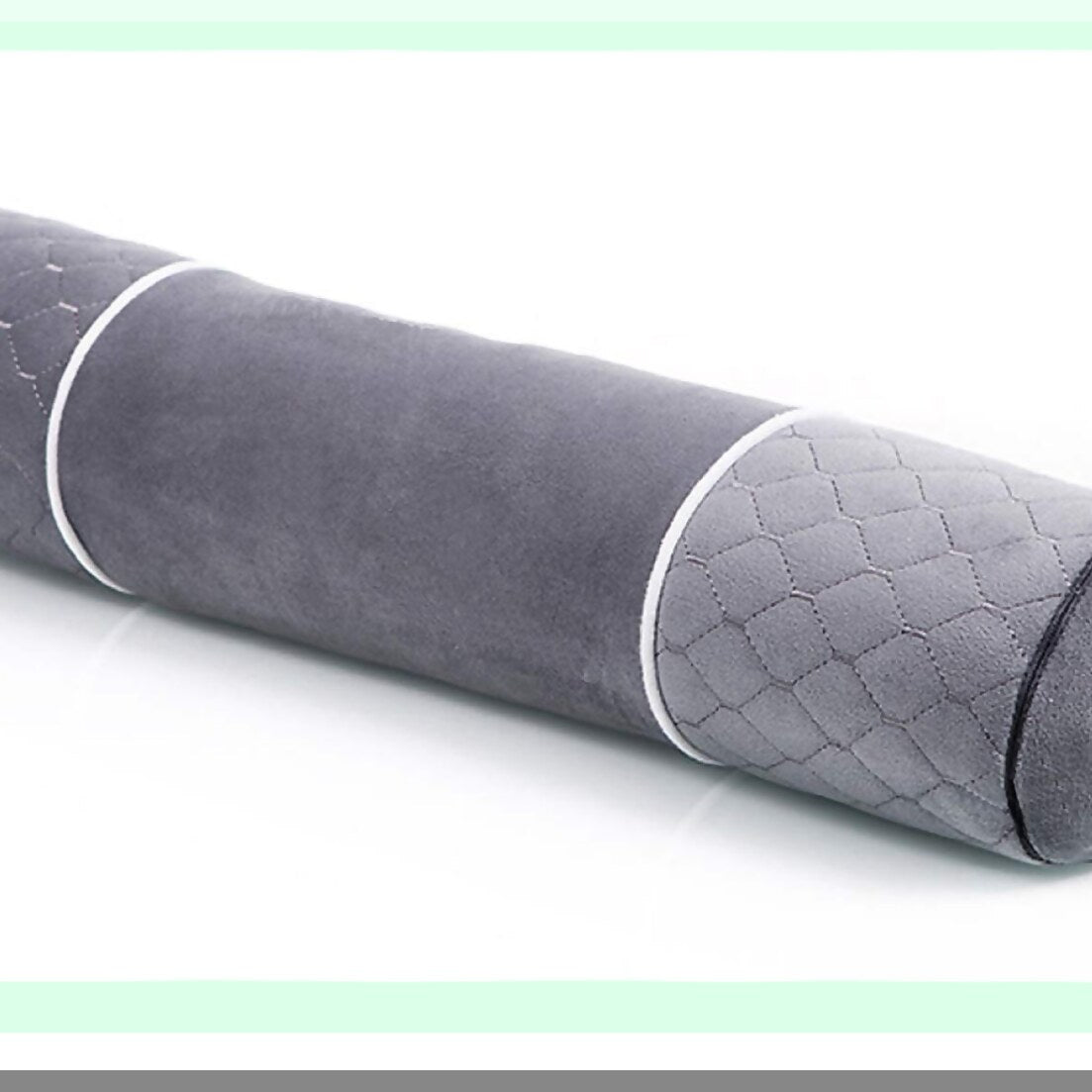 ComfortMax Neck Support Pillow - Pain Relief Cervical Roll for Back Sleeping - Washable Pillowcase - Gray Bolster Round Roll - 18.9" x 3.9"