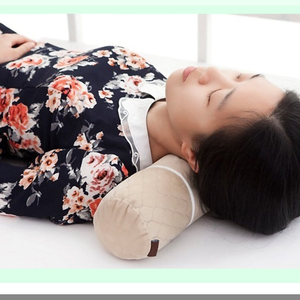 ComfortMax Neck Support Pillow - Pain Relief Cervical Roll for Back Sleeping - Washable Pillowcase - Gray Bolster Round Roll - 18.9" x 3.9"