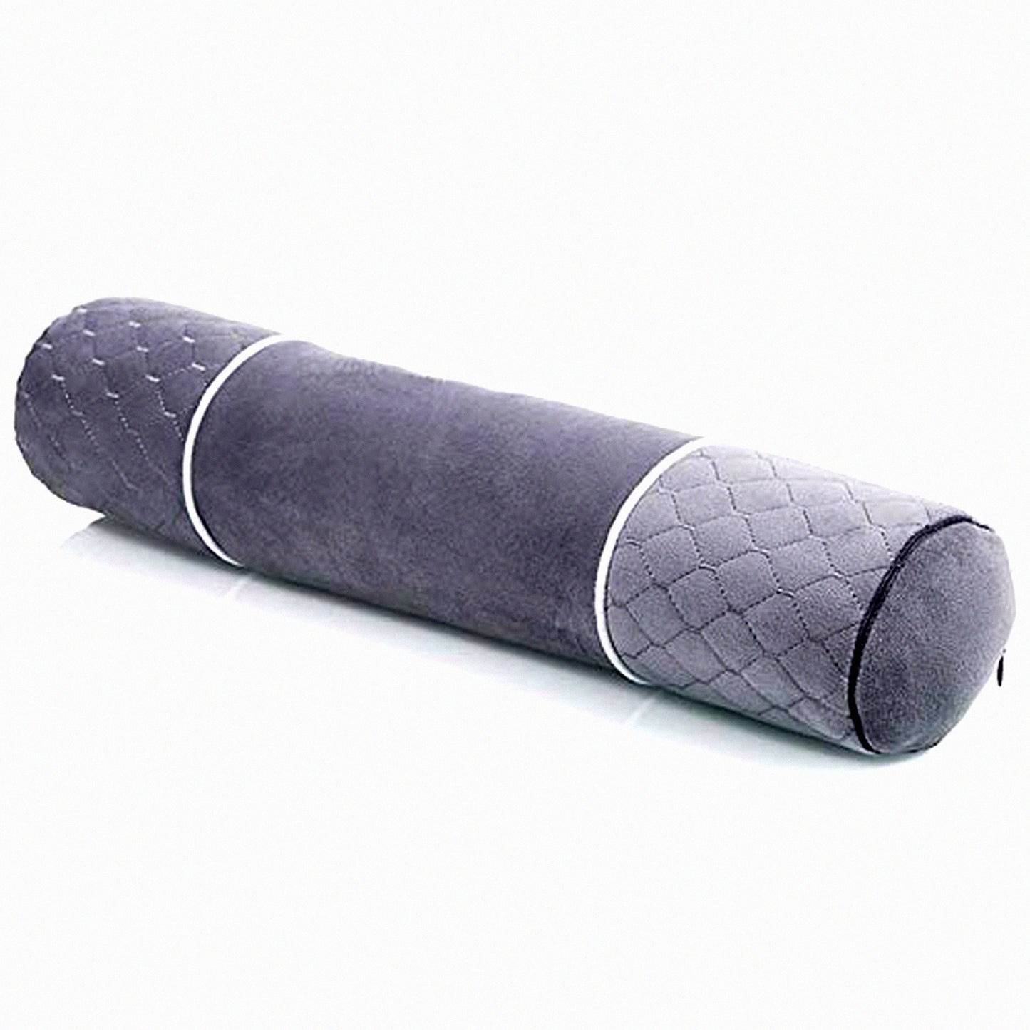 ComfortMax Neck Support Pillow - Pain Relief Cervical Roll for Back Sleeping - Washable Pillowcase - Gray Bolster Round Roll - 18.9" x 3.9"