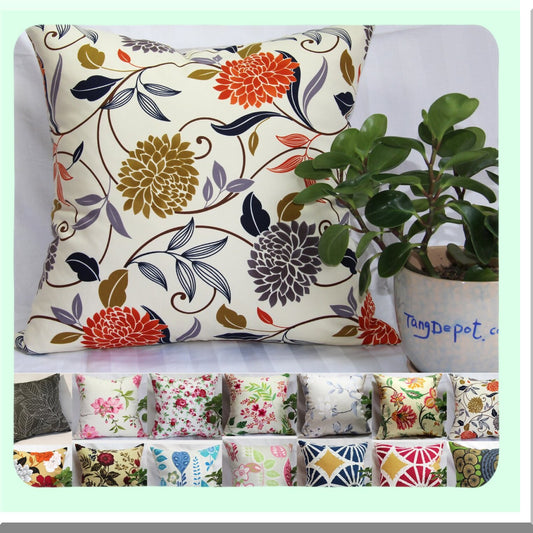 Floral Bliss Cotton Pillow Cover Compatible with 12"x20" pillows