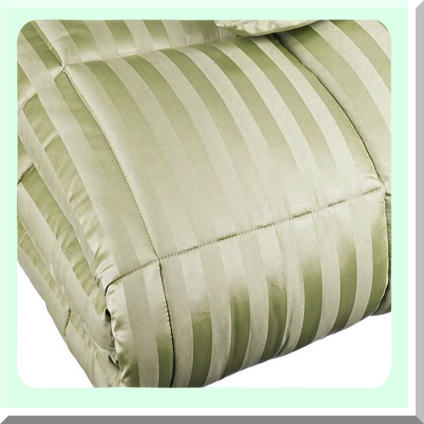 Sage Stripe Reversible Down Alternative Blanket - Twin XL Bed Blanket & Oversized Throw - Silky Soft Shell - All Season Comfort - Hypoallergenic & Cozy