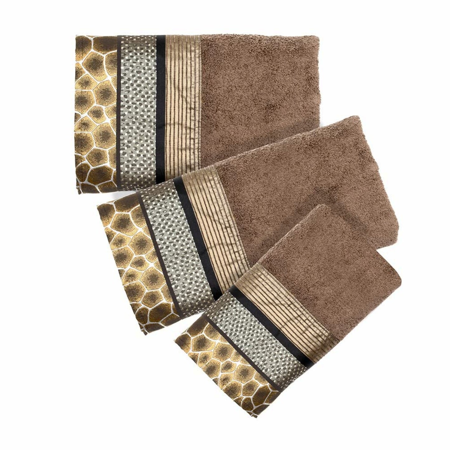 Safari Stripes Towel Set 3 Pieces Chocolate