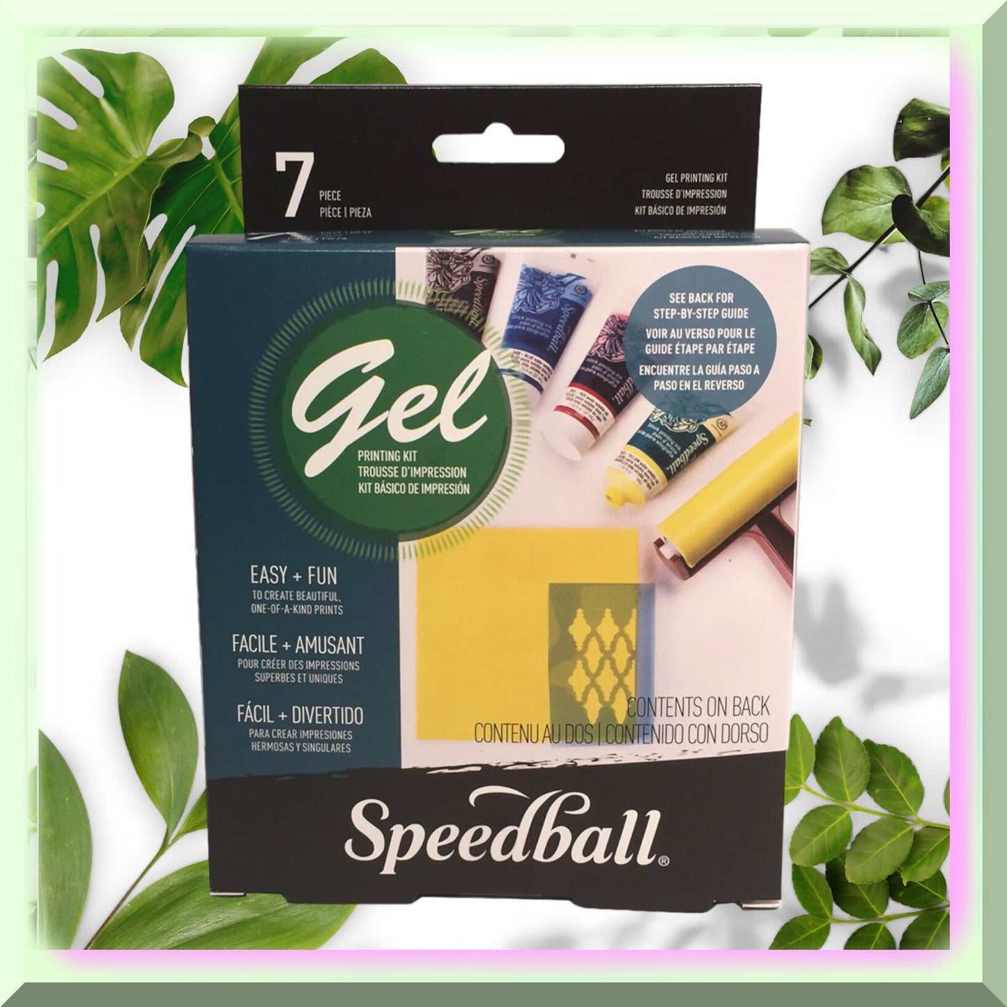 Gel Printing Set with 5x5 Inch Plate and Inks
