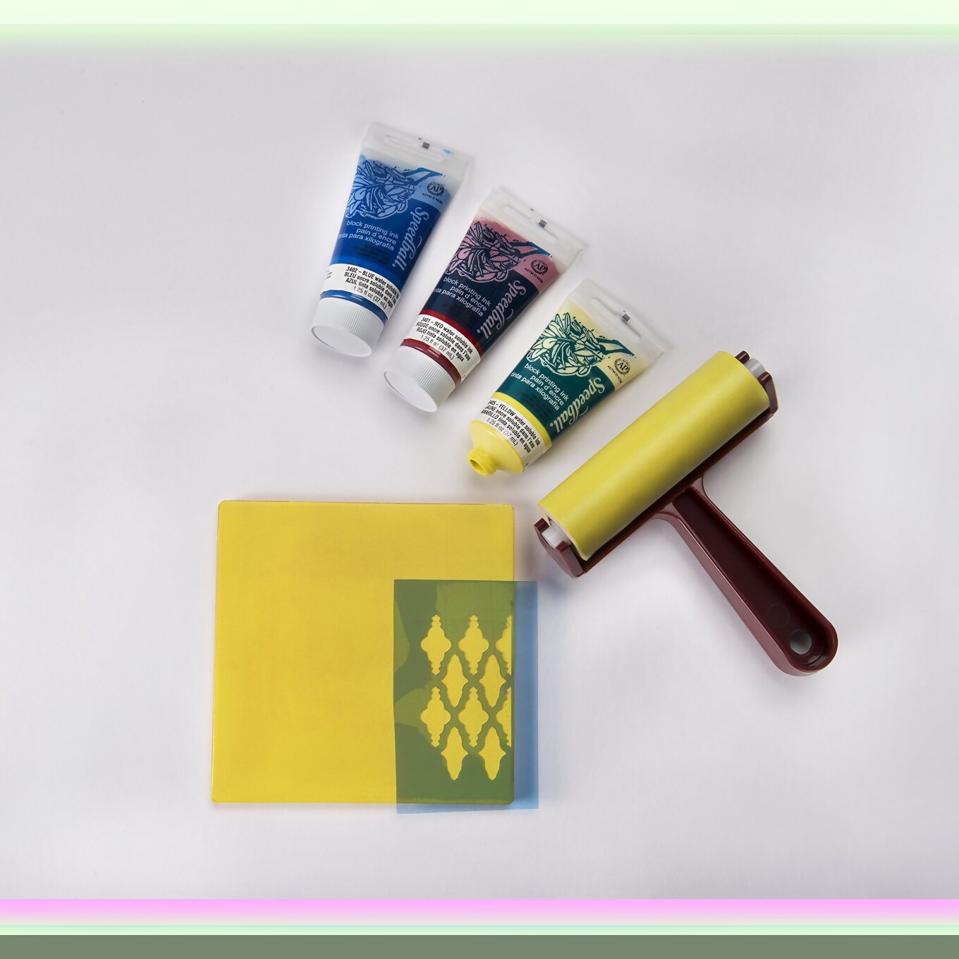 Gel Printing Set with 5x5 Inch Plate and Inks