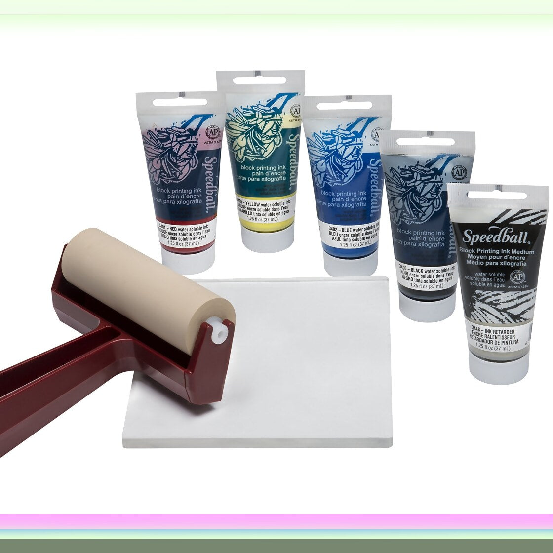 Gel Printing Set with 5x5 Inch Plate and Inks