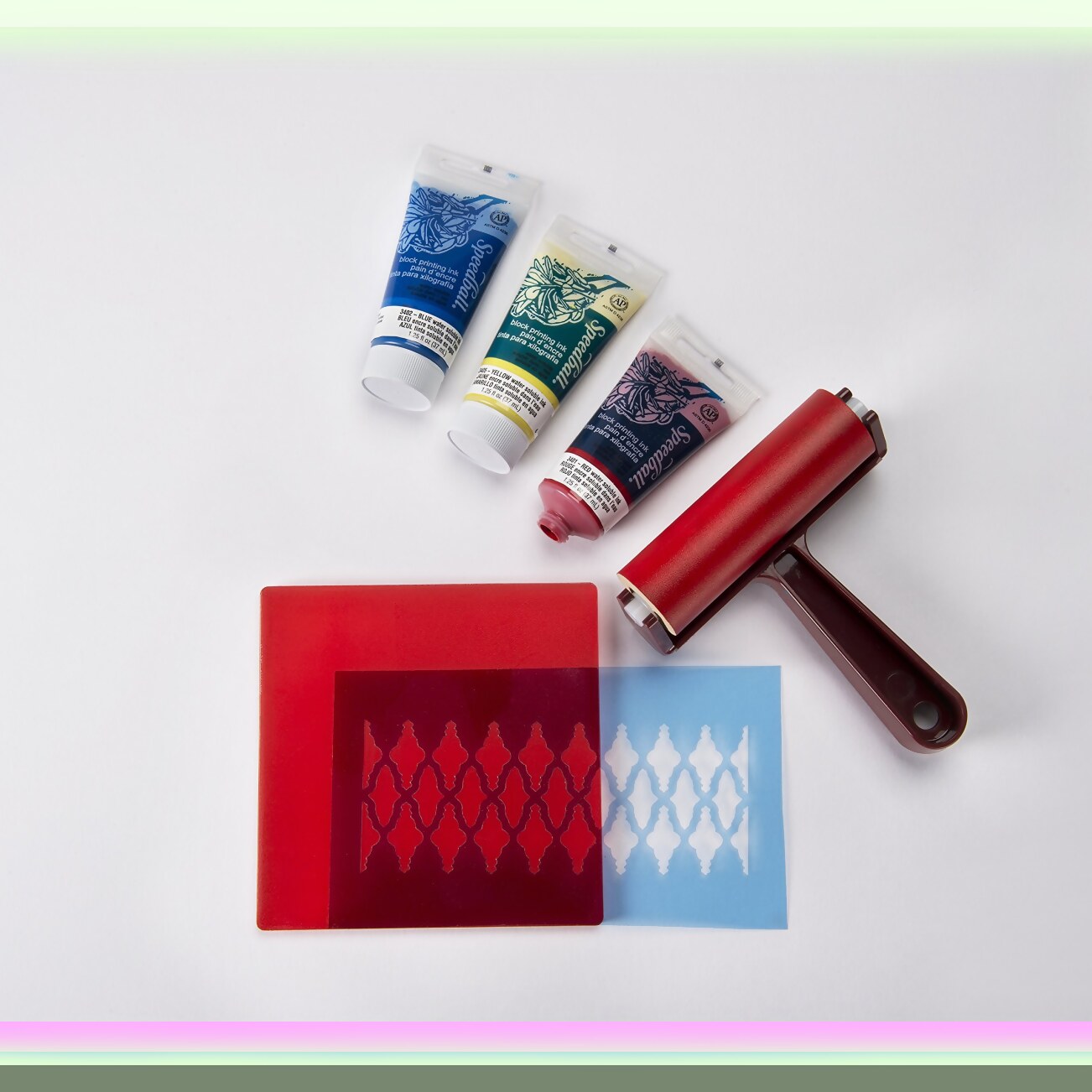 Gel Printing Set with 5x5 Inch Plate and Inks
