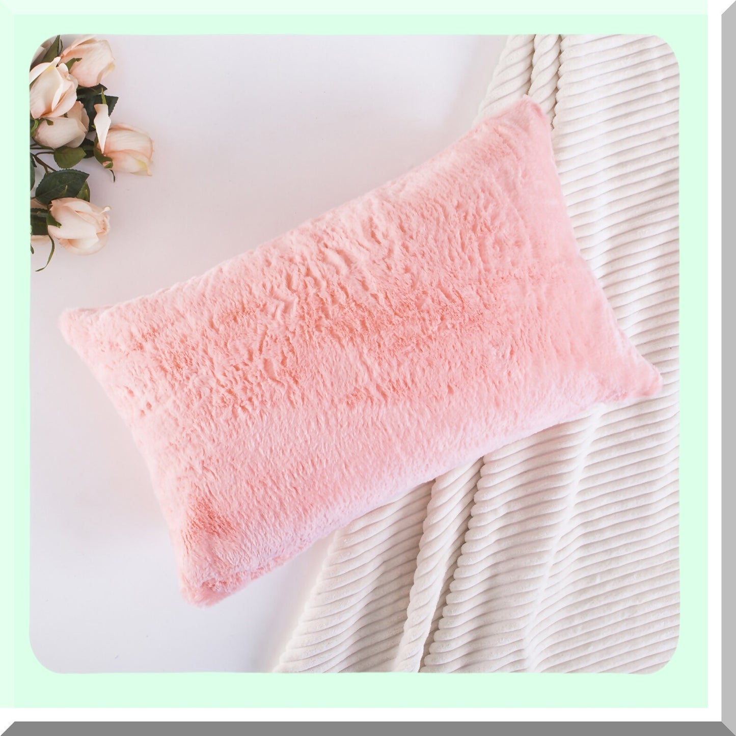 Spring Fluff 12x20 Pink Pillowcase - Teen Girl's Plush Cushion Cover - Soft Oblong Throw Pillow - Spring Decor - 12 x 20 inch - Supersoft