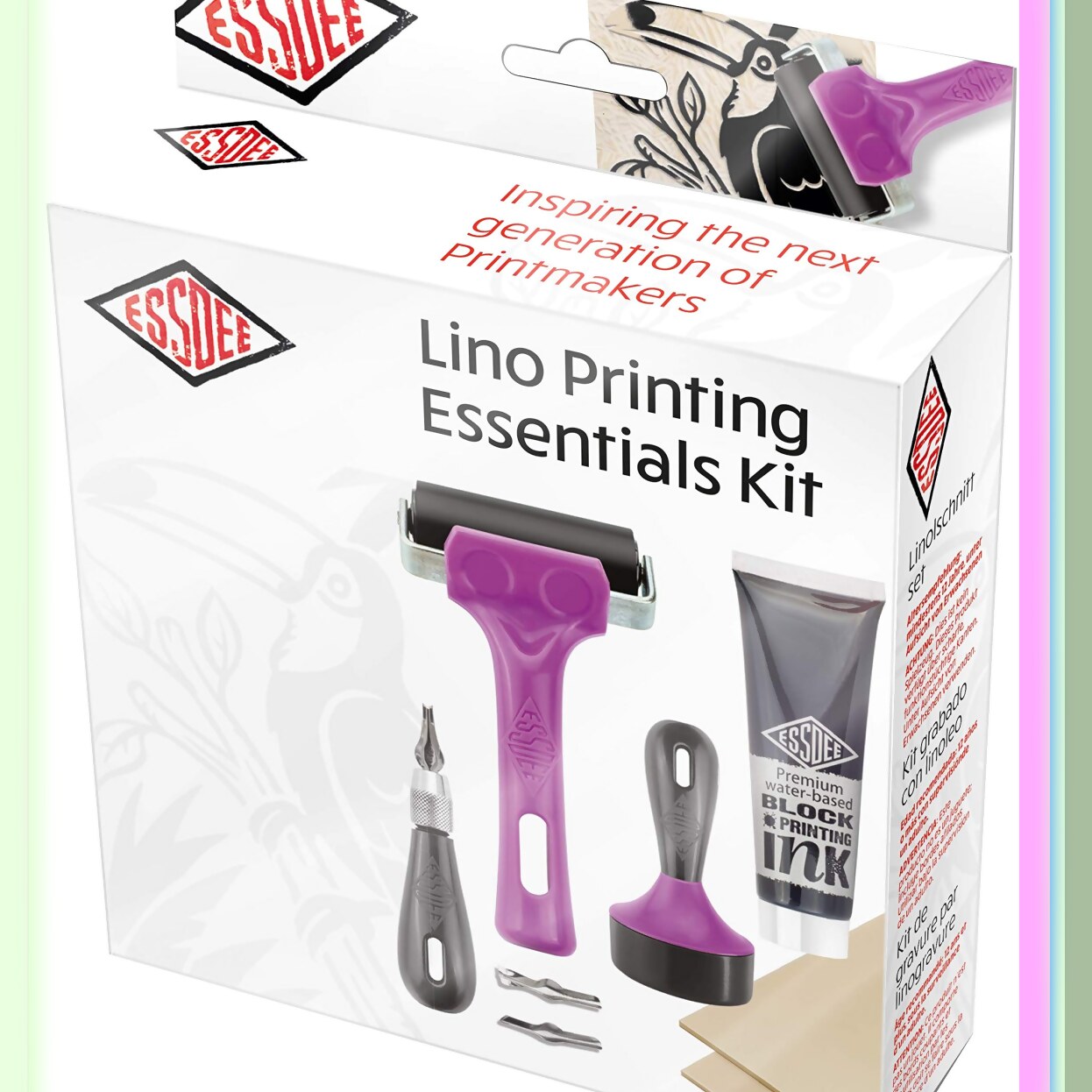 UK-Made Block Printing Kit with Ink Rollers and Cutters