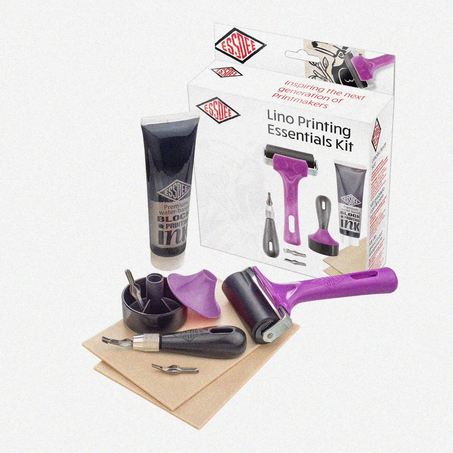 UK-Made Block Printing Kit with Ink Rollers and Cutters