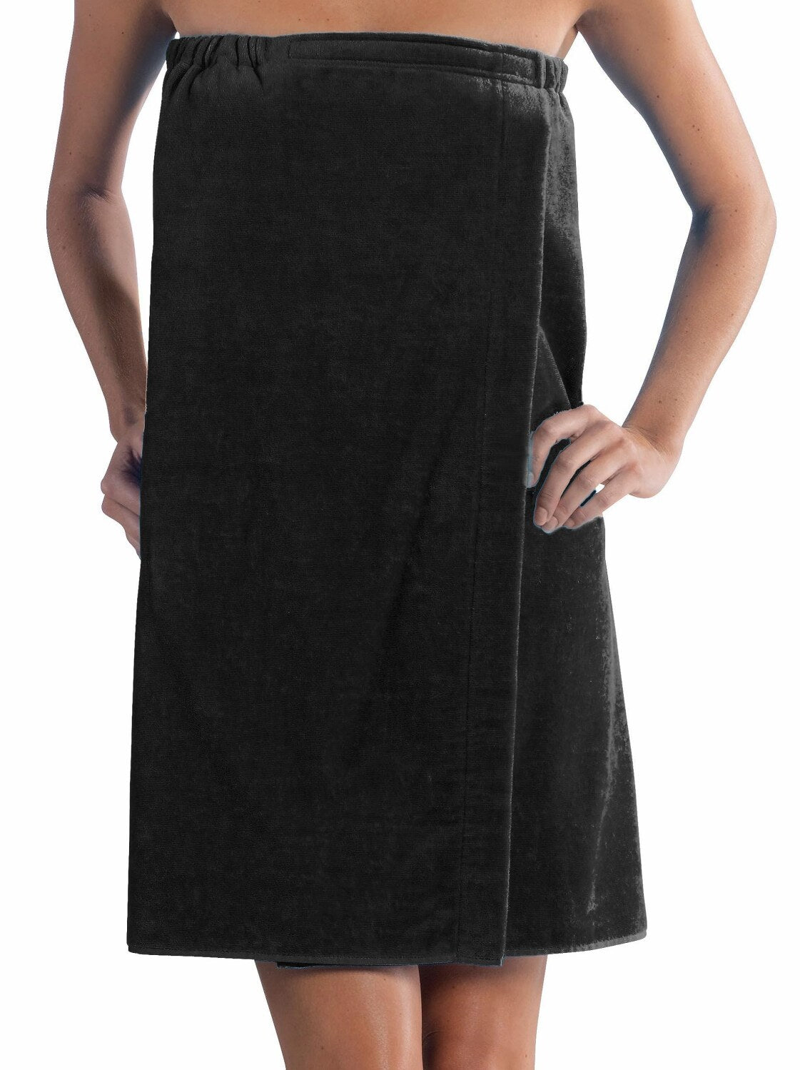 Women's Black Terry Cotton Spa Wrap One Size