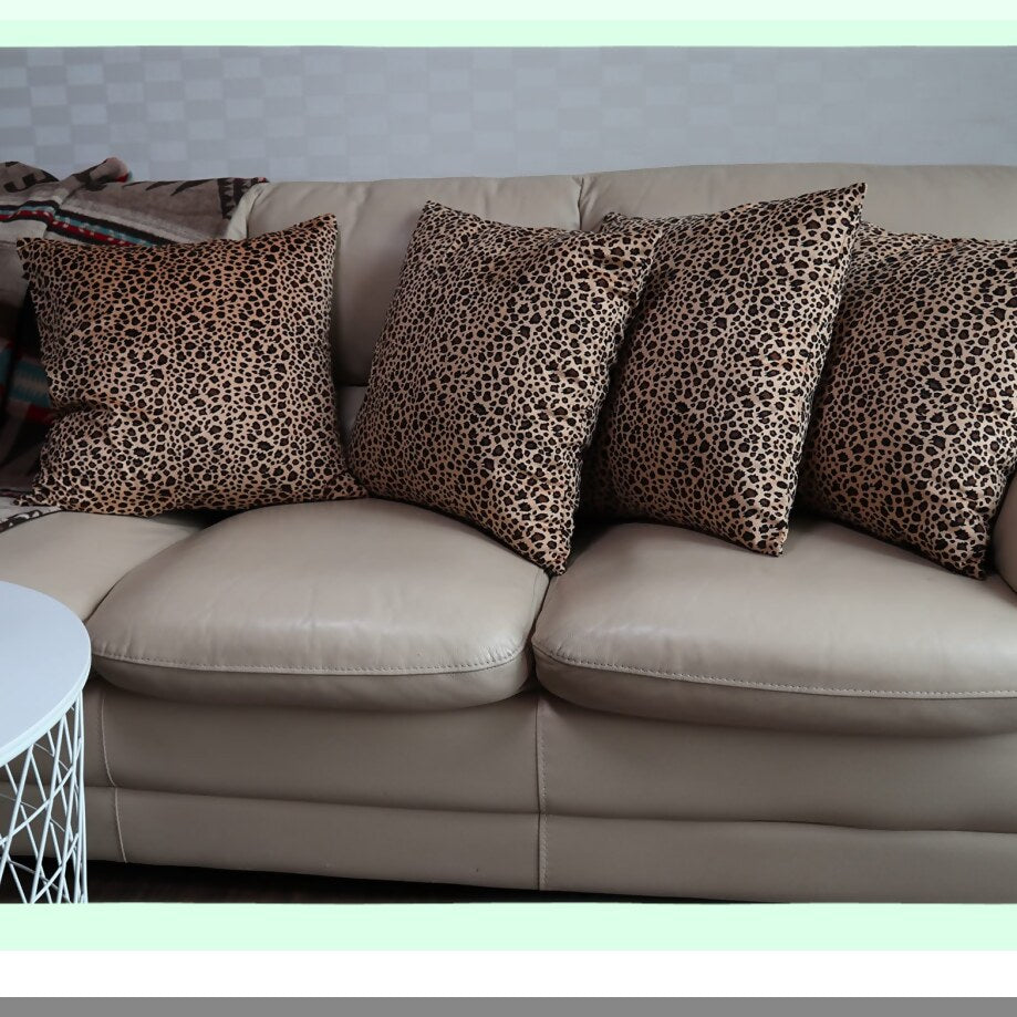 Wild Safari Decorative Pillow Cover - Animal Print Short Throw Cushion Case 18"X18" - Leopard Print Accent for Home Décor - Jungle Theme Pillow Case