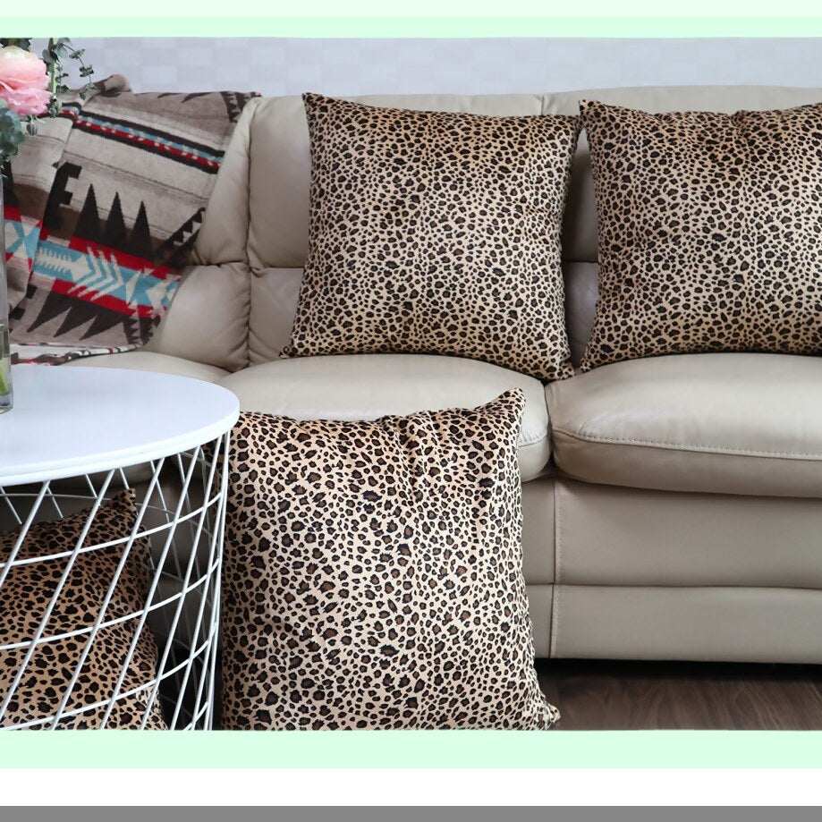 Wild Safari Decorative Pillow Cover - Animal Print Short Throw Cushion Case 18"X18" - Leopard Print Accent for Home Décor - Jungle Theme Pillow Case
