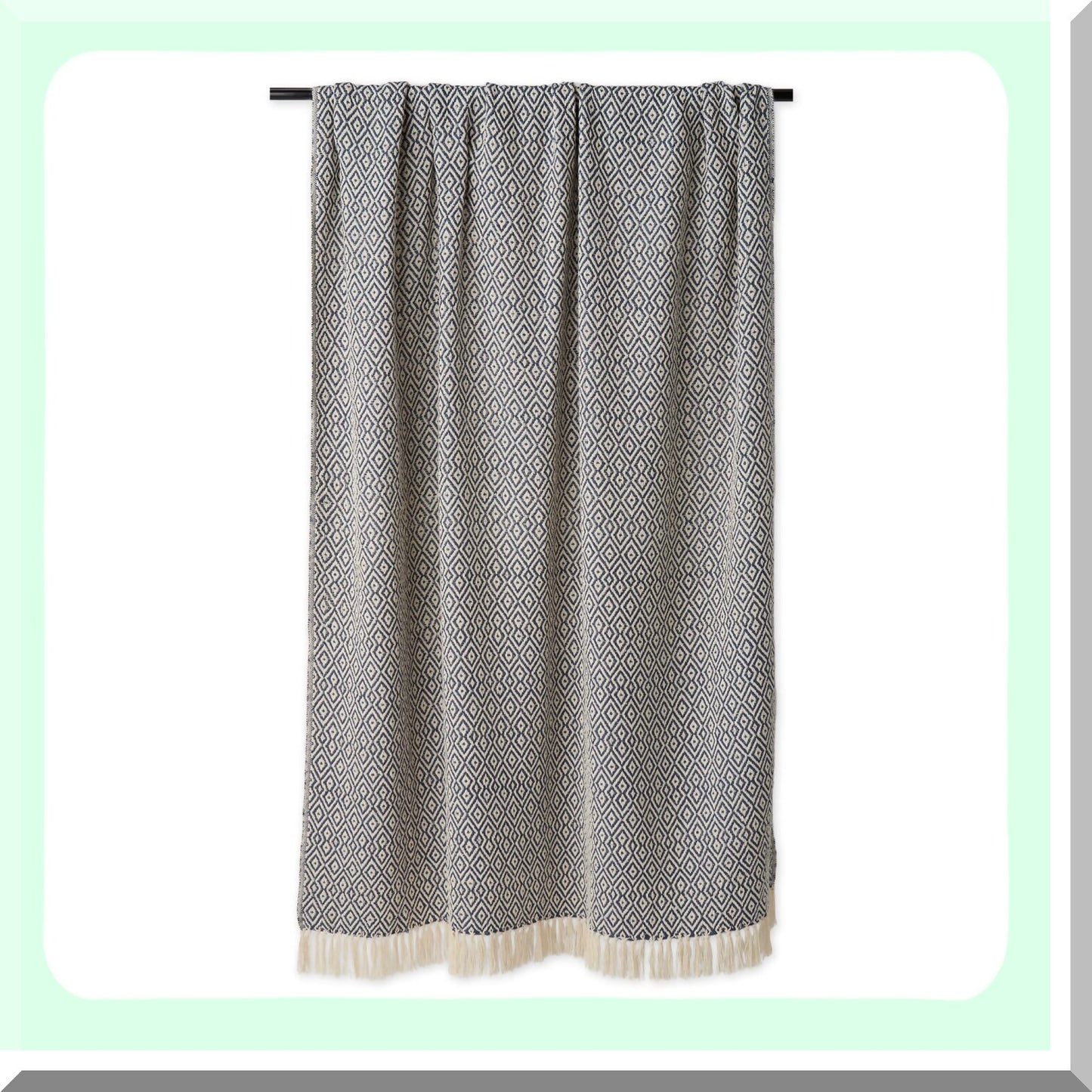 CozyFarm Rustic Diamond Woven Throw Blanket, 50x60, French Blue