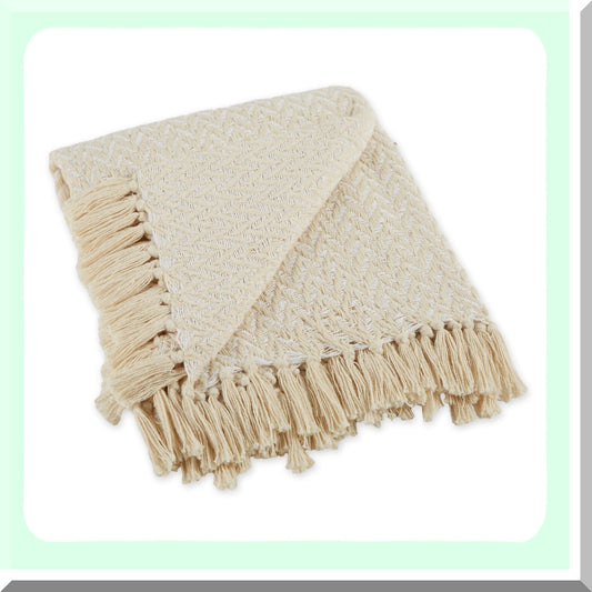 CozyCotton ZigZag Throw Blanket 50x60 Natural