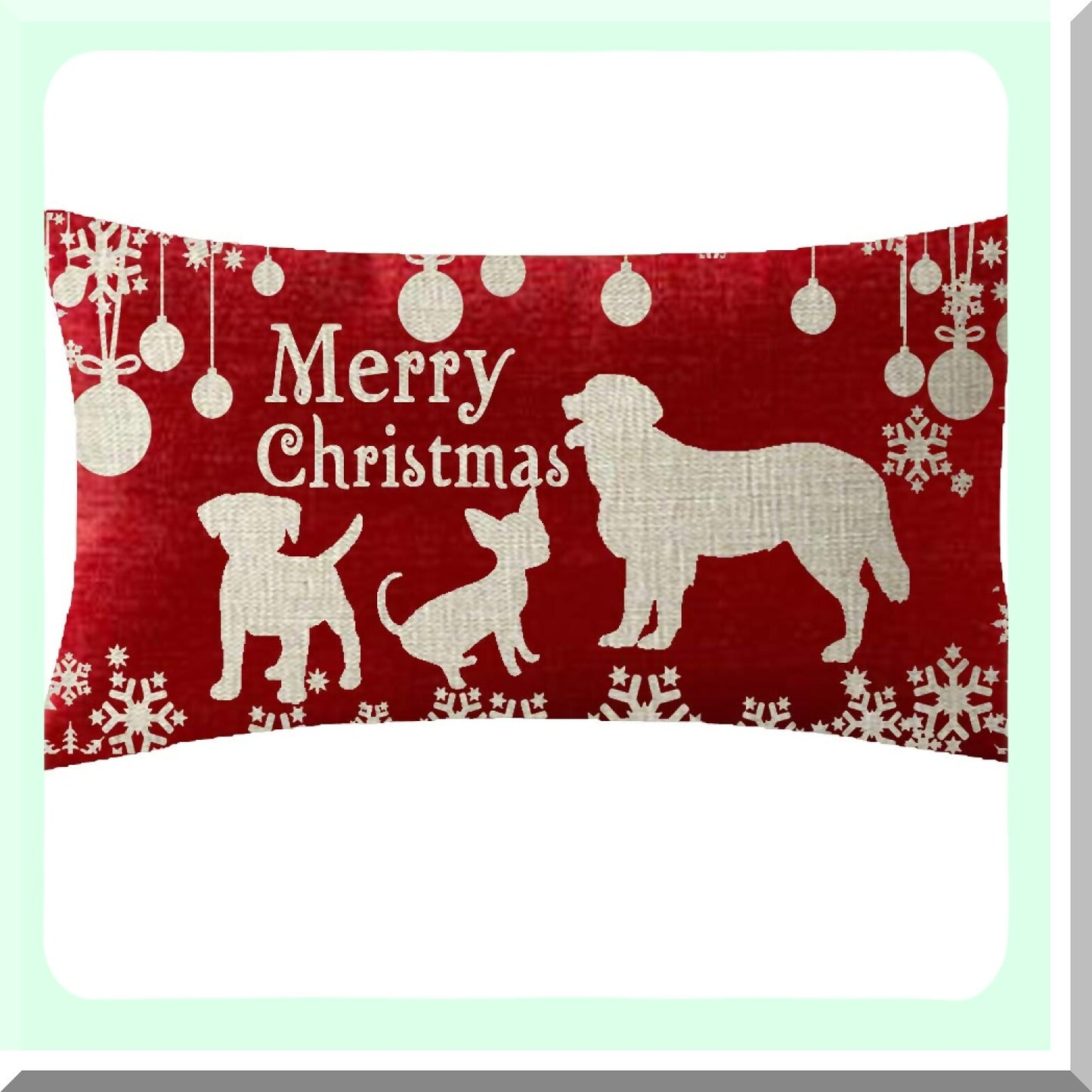Snowflake Wonderland Kids Birthday Pillowcase - Red Cotton Burlap Linen Throw Cushion Cover for Baby Its Cold Outside Pet Dog Sofa Decor - 12x20 Inches