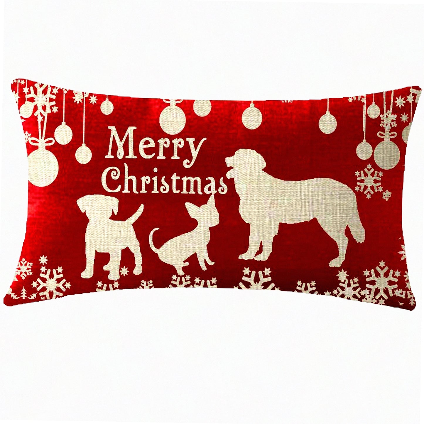 Snowflake Wonderland Kids Birthday Pillowcase - Red Cotton Burlap Linen Throw Cushion Cover for Baby Its Cold Outside Pet Dog Sofa Decor - 12x20 Inches