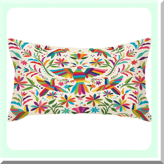 Otomi Birds Floral Cushion Cover Compatible with Sofa Decor