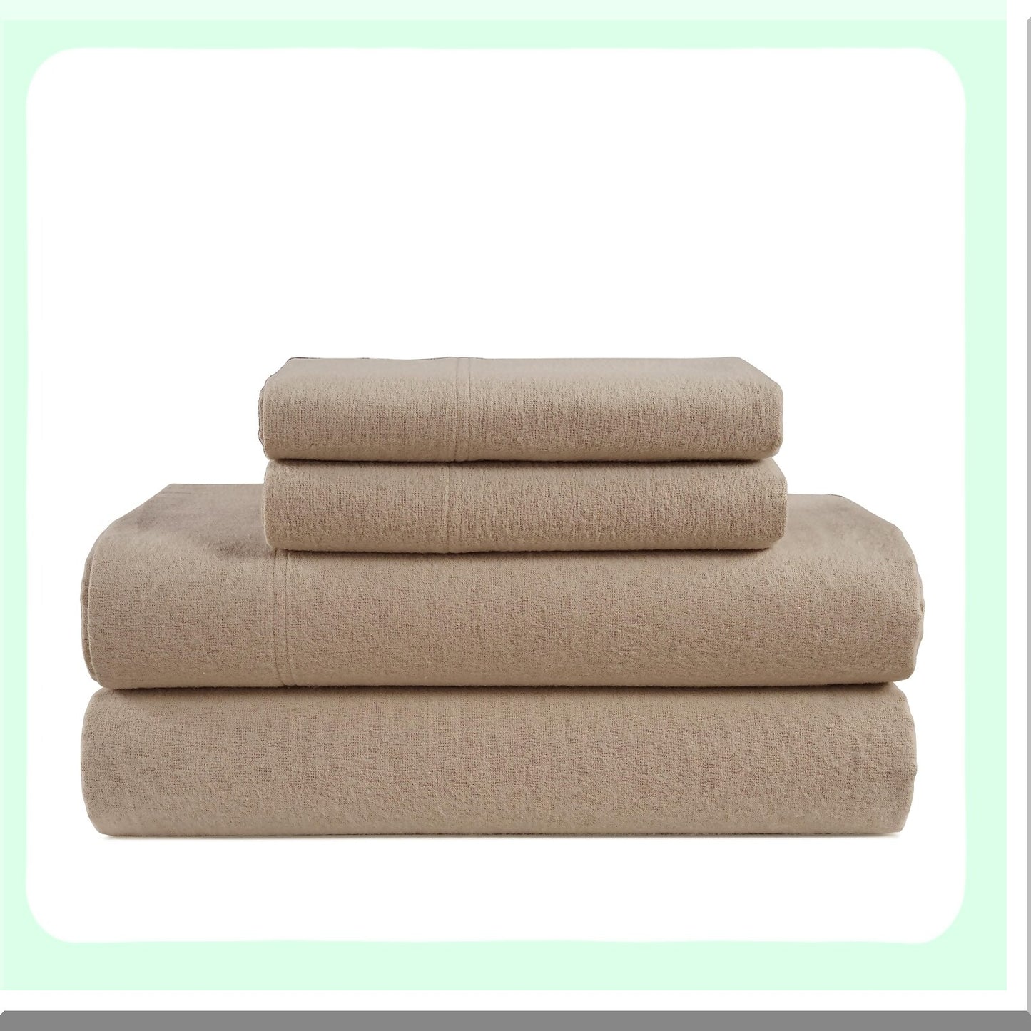 Luxury Cozy Cotton Flannel Queen Sheet Set - Soft Brushed Bedding, Lightweight & Warm 4-Piece Bed Set, Deep Pocket, Taupe Color - Queen Size Sheets