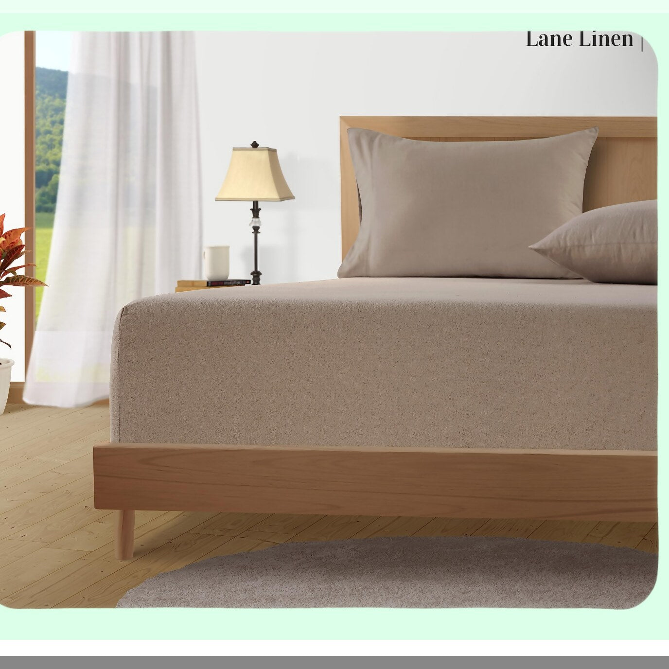 Luxury Cozy Cotton Flannel Queen Sheet Set - Soft Brushed Bedding, Lightweight & Warm 4-Piece Bed Set, Deep Pocket, Taupe Color - Queen Size Sheets