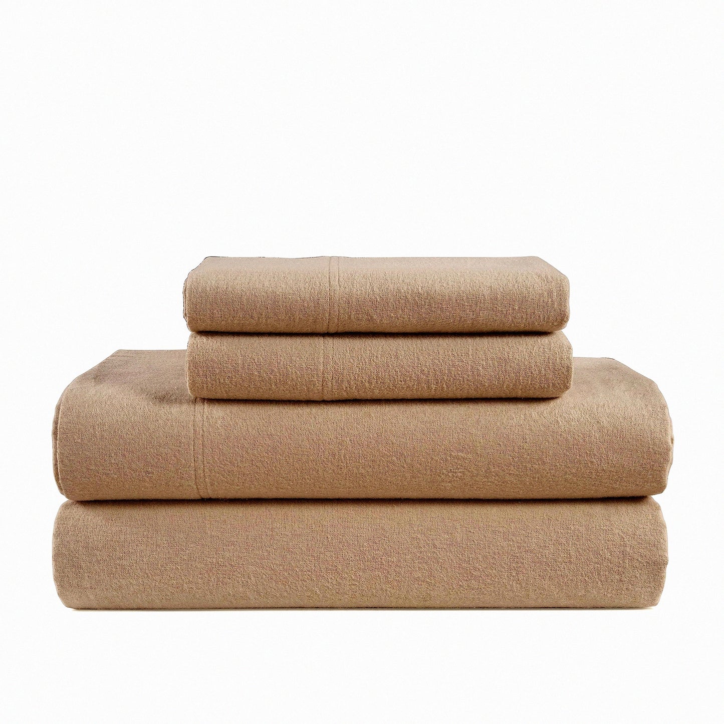 Luxury Cozy Cotton Flannel Queen Sheet Set - Soft Brushed Bedding, Lightweight & Warm 4-Piece Bed Set, Deep Pocket, Taupe Color - Queen Size Sheets