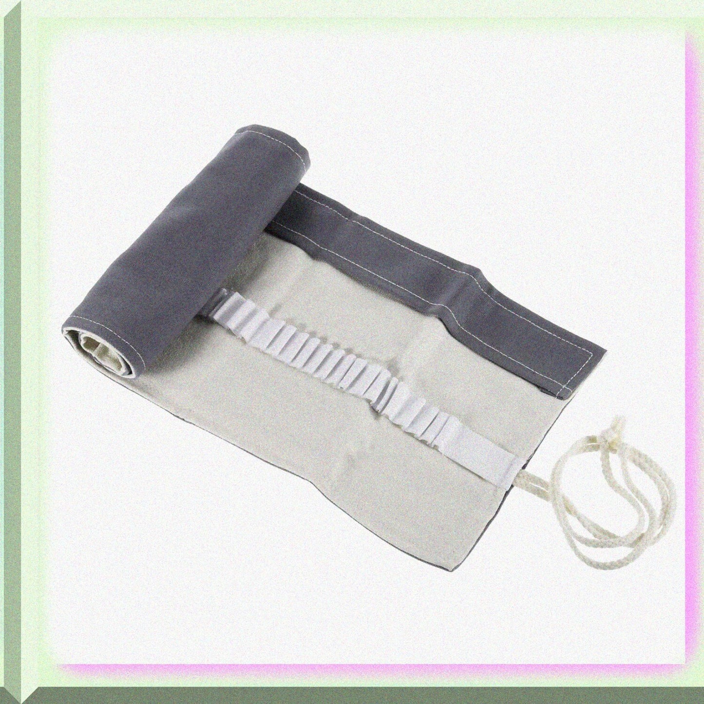 24 Slots Roll Up Pencil Case Gray 2 Pack