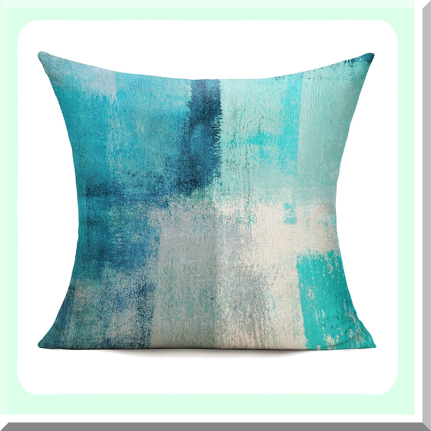 Blue Abstract Outdoor Pillow Covers - Set of 4 Decorative Cushion Cases for Couch, Patio, Sofa, Bed - Teal 16x16 Home Decor - Living Room Bedding