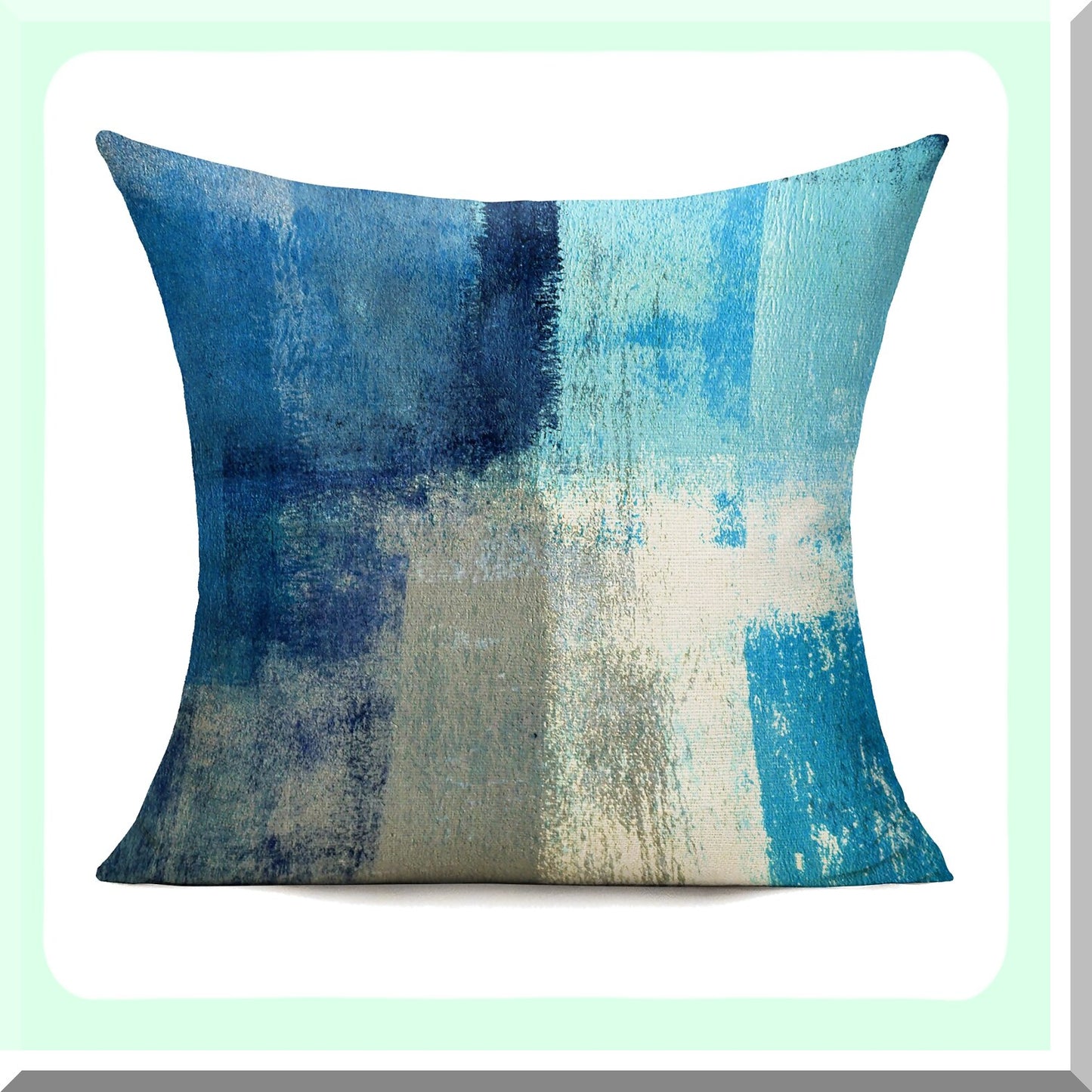 Blue Abstract Outdoor Pillow Covers - Set of 4 Decorative Cushion Cases for Couch, Patio, Sofa, Bed - Teal 16x16 Home Decor - Living Room Bedding